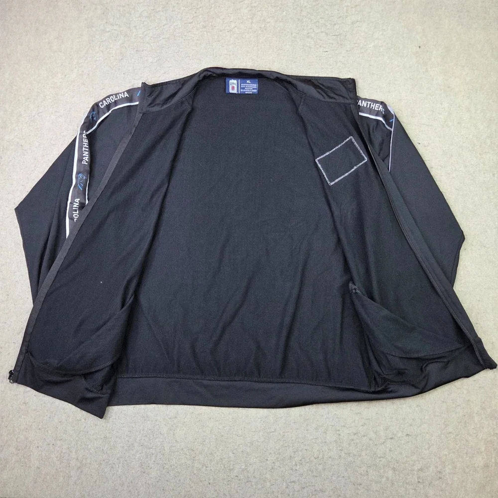 Carolina Panthers Miler Lite Windbreaker Jacket Mens XL Black Full Zip NFL